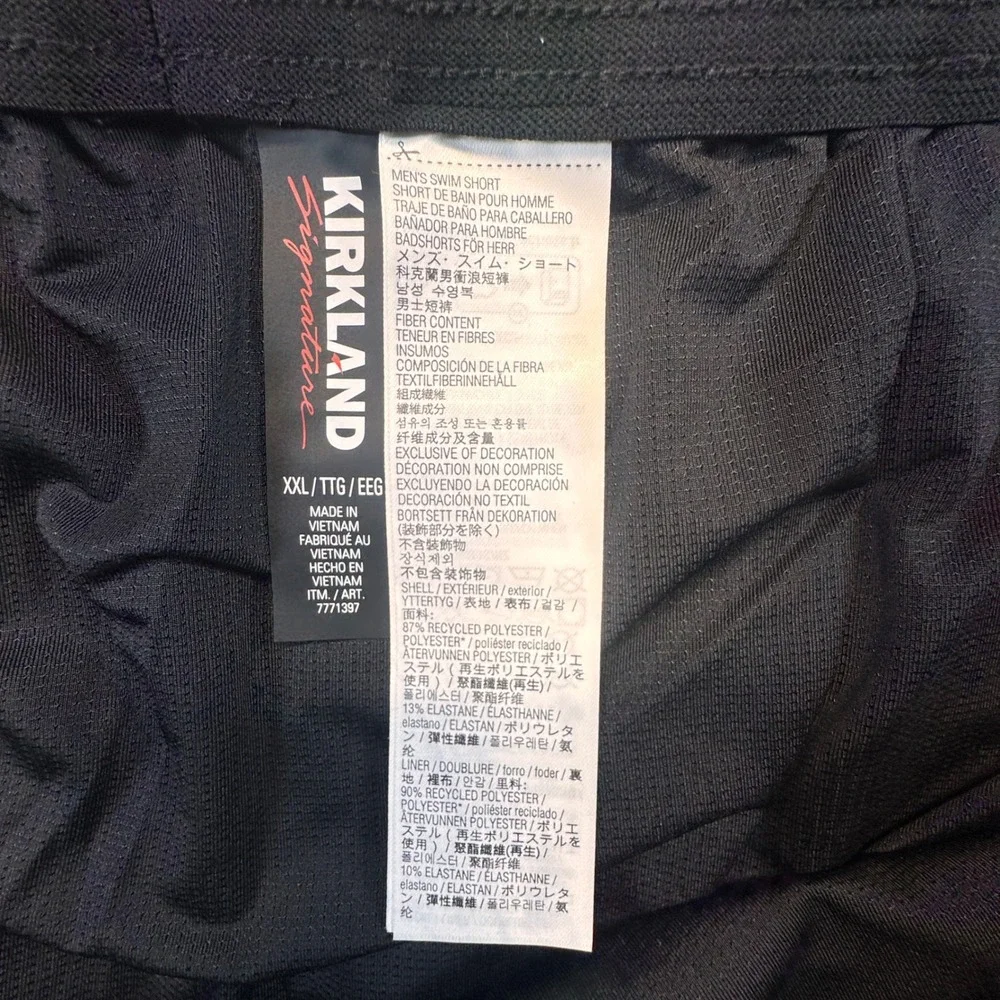 Kirkland Signature Mens Black Swim Shorts XXL Recycled‎ Stretch Trunks 7771397